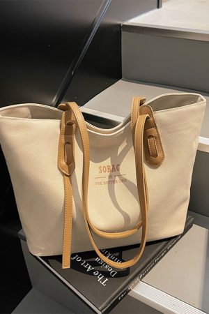 Spring 2025 Casual Large-Capacity Canvas Tote Bag for Women, Versatile Student Commuter Shoulder Bag