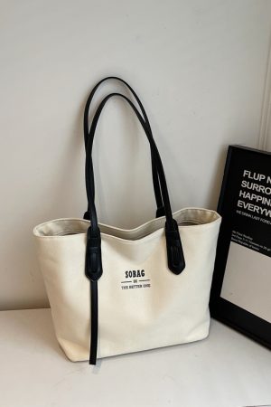 Spring 2025 Casual Large-Capacity Canvas Tote Bag for Women, Versatile Student Commuter Shoulder Bag