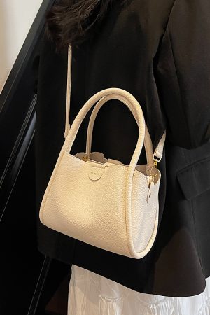 Spring 2025 High-End Versatile Tote Bucket Bag - Simple Casual Shoulder & Crossbody Bag for Work and Everyday Use