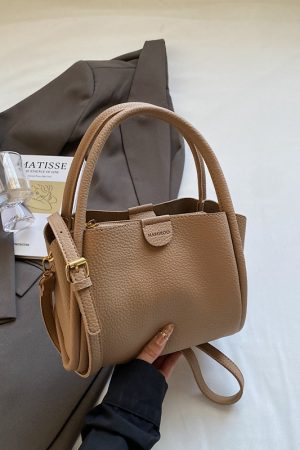 Spring 2025 High-End Versatile Tote Bucket Bag - Simple Casual Shoulder & Crossbody Bag for Work and Everyday Use
