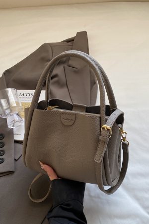 Spring 2025 High-End Versatile Tote Bucket Bag - Simple Casual Shoulder & Crossbody Bag for Work and Everyday Use
