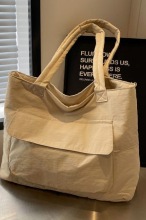 Spring Large Capacity Canvas Tote Bag for Women, Casual Minimalist Commuting Shoulder Bag, Versatile Student Book Bag
