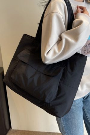 Spring Large Capacity Canvas Tote Bag for Women, Casual Minimalist Commuting Shoulder Bag, Versatile Student Book Bag