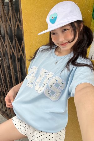 Spring Summer Patchwork Embroidered Floral Couple Loose Fit T-Shirt - Trendy National Style Short Sleeve Top