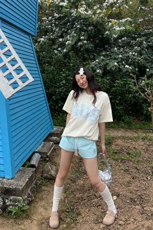 Spring Summer Patchwork Embroidered Floral Couple Loose Fit T-Shirt - Trendy National Style Short Sleeve Top