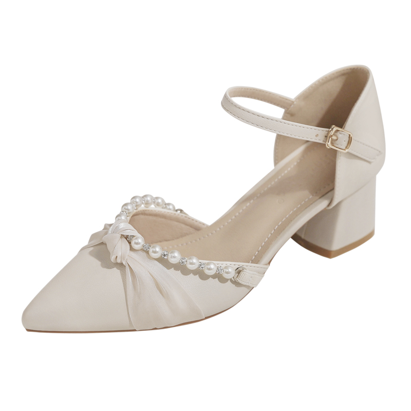 Spring Summer Sheepskin Mary Jane Shoes Chunky High Heel Closed Toe Sandals for Women - Fairy Style Pointed Toe Flats Spring Summer Sheepskin Mary Jane Shoes Chunky High Heel Closed Toe Sandals for Women - Fairy Style Pointed Toe Flats