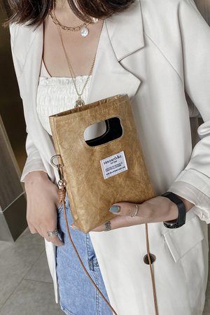 Spring/Summer 2025 Women's Paper Bag Handbag - Portable Phone Crossbody Shoulder Bag in Trendy Design