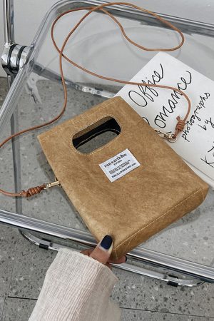 Spring/Summer 2025 Women's Paper Bag Handbag - Portable Phone Crossbody Shoulder Bag in Trendy Design