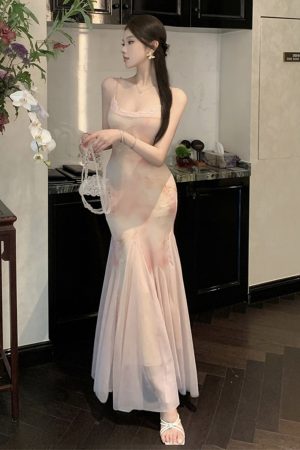 Strapless Mermaid Tulle Slip Long Dress - Elegant Slim Pink Floral Gown for Women - Perfect for Formal Events and Special Occasions