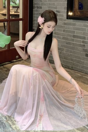 Strapless Mermaid Tulle Slip Long Dress - Elegant Slim Pink Floral Gown for Women - Perfect for Formal Events and Special Occasions