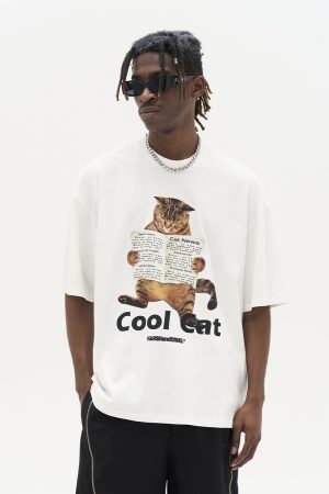 Stylish Cool 'Little Raccoon' Graphic T-shirt - Pure Cotton Short Sleeve - Trendy Casual Wear