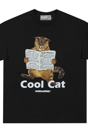 Stylish Cool 'Little Raccoon' Graphic T-shirt - Pure Cotton Short Sleeve - Trendy Casual Wear