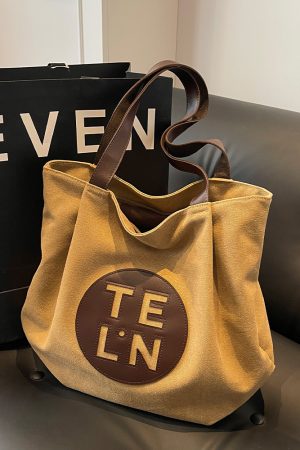 Stylish Large Capacity Canvas Commuter Bag for Women - Artistic Casual Shoulder Bag for Autumn Winter 2025, Versatile Everyday Use