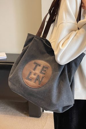 Stylish Large Capacity Canvas Commuter Bag for Women - Artistic Casual Shoulder Bag for Autumn Winter 2025, Versatile Everyday Use