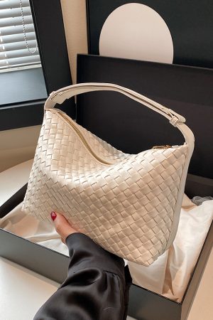 Summer 2025 Korean-Style Woven Large-Capacity Handbag for Women, Minimalist Casual Small Square Crossbody Bag