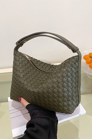 Summer 2025 Korean-Style Woven Large-Capacity Handbag for Women, Minimalist Casual Small Square Crossbody Bag