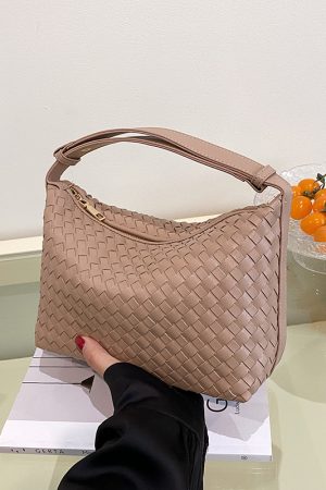 Summer 2025 Korean-Style Woven Large-Capacity Handbag for Women, Minimalist Casual Small Square Crossbody Bag
