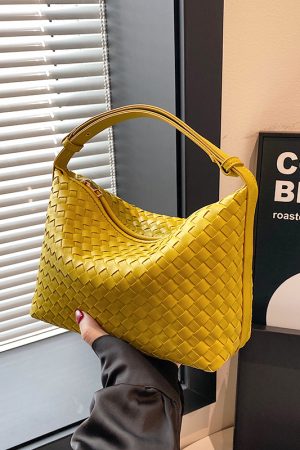 Summer 2025 Korean-Style Woven Large-Capacity Handbag for Women, Minimalist Casual Small Square Crossbody Bag