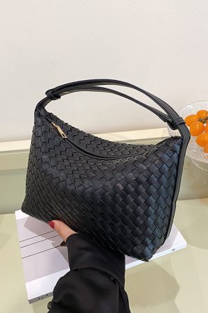 Summer 2025 Korean-Style Woven Large-Capacity Handbag for Women, Minimalist Casual Small Square Crossbody Bag
