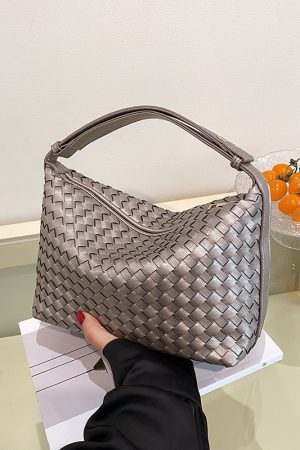 Summer 2025 Korean-Style Woven Large-Capacity Handbag for Women, Minimalist Casual Small Square Crossbody Bag