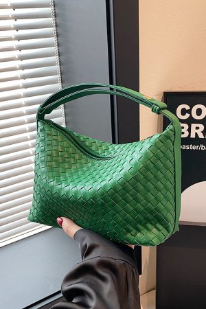 Summer 2025 Korean-Style Woven Large-Capacity Handbag for Women, Minimalist Casual Small Square Crossbody Bag