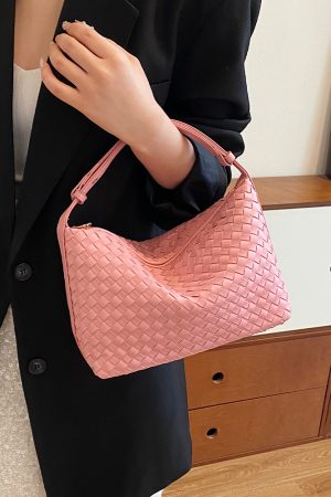 Summer 2025 Korean-Style Woven Large-Capacity Handbag for Women, Minimalist Casual Small Square Crossbody Bag