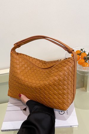 Summer 2025 Korean-Style Woven Large-Capacity Handbag for Women, Minimalist Casual Small Square Crossbody Bag