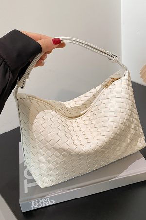 Summer 2025 Korean-Style Woven Large-Capacity Handbag for Women, Minimalist Casual Small Square Crossbody Bag
