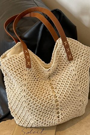 Summer 2025 Womenâ€™s Cotton Yarn Woven Beach Bag â€“ Large Capacity Seaside Vacation Tote, Stylish Shoulder Bag