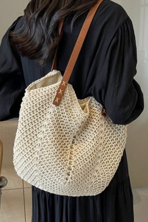 Summer 2025 Womenâ€™s Cotton Yarn Woven Beach Bag â€“ Large Capacity Seaside Vacation Tote, Stylish Shoulder Bag