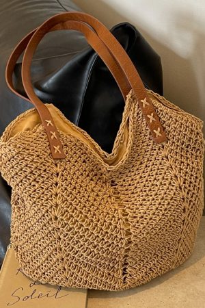 Summer 2025 Womenâ€™s Cotton Yarn Woven Beach Bag â€“ Large Capacity Seaside Vacation Tote, Stylish Shoulder Bag