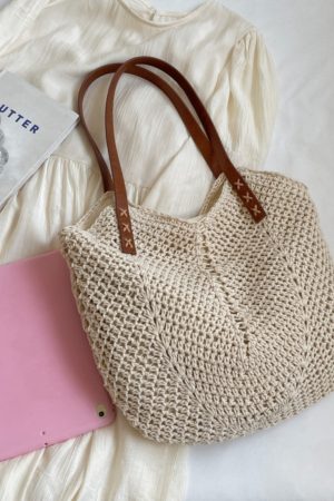Summer 2025 Womenâ€™s Cotton Yarn Woven Beach Bag â€“ Large Capacity Seaside Vacation Tote, Stylish Shoulder Bag
