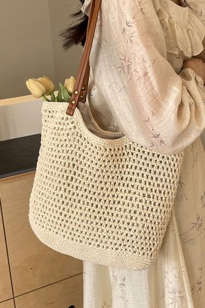 Summer 2025 Women's Hollow Out Woven Tote Bag - Large Capacity Beach Vacation Fashion Accessory