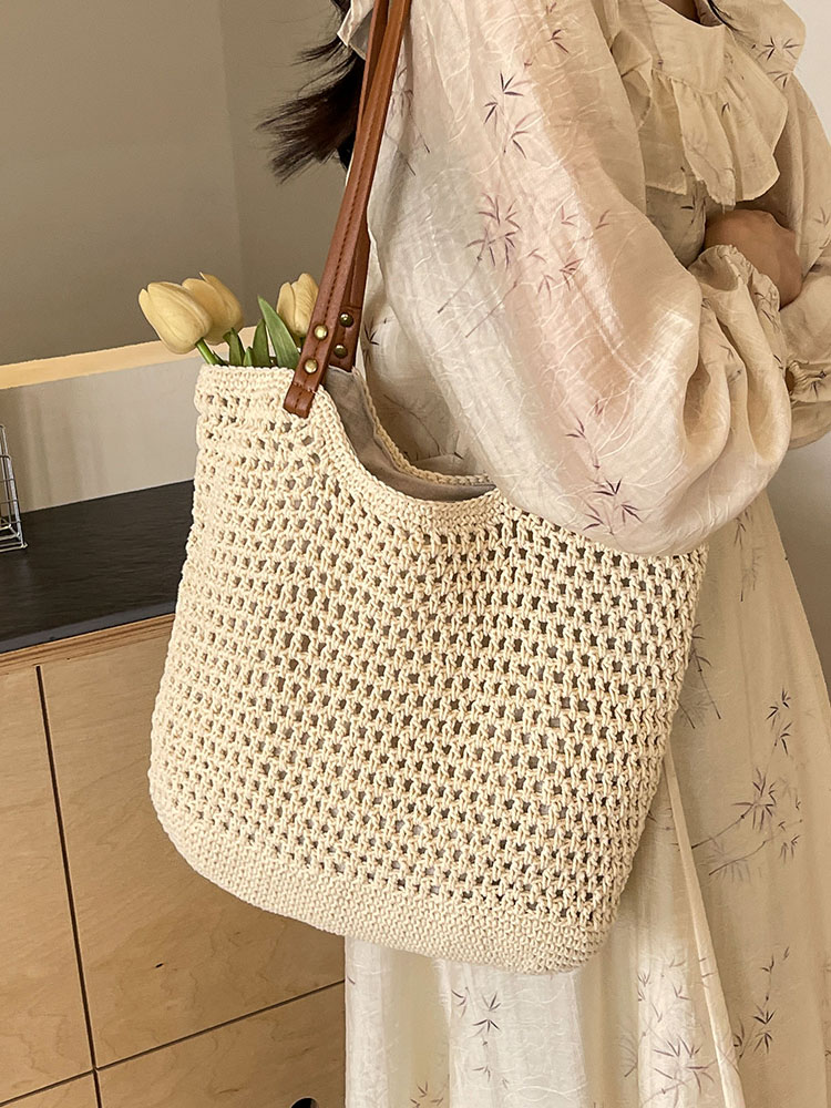 Summer 2025 Women's Hollow Out Woven Tote Bag - Large Capacity Beach Vacation Fashion Accessory Summer 2025 Women's Hollow Out Woven Tote Bag - Large Capacity Beach Vacation Fashion Accessory
