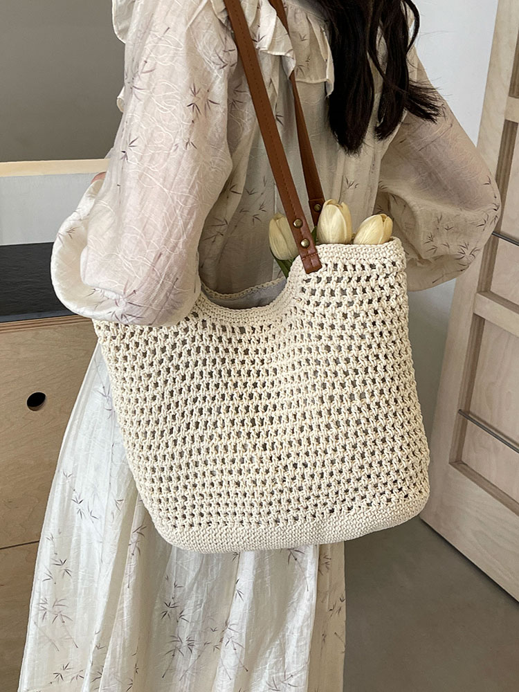 Summer 2025 Women's Hollow Out Woven Tote Bag - Large Capacity Beach Vacation Fashion Accessory Summer 2025 Women's Hollow Out Woven Tote Bag - Large Capacity Beach Vacation Fashion Accessory