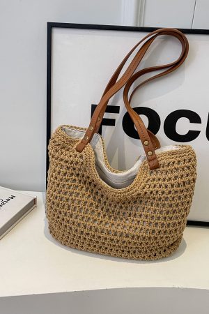 Summer 2025 Women's Hollow Out Woven Tote Bag - Large Capacity Beach Vacation Fashion Accessory