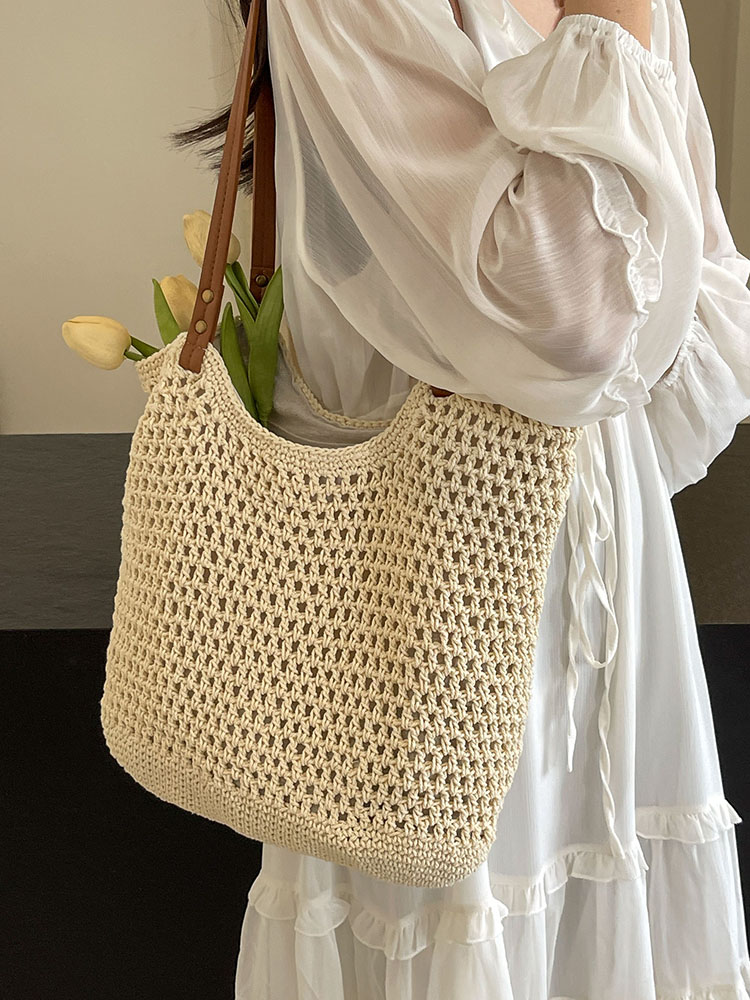 Summer 2025 Women's Hollow Out Woven Tote Bag - Large Capacity Beach Vacation Fashion Accessory Summer 2025 Women's Hollow Out Woven Tote Bag - Large Capacity Beach Vacation Fashion Accessory
