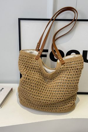 Summer 2025 Women's Hollow Out Woven Tote Bag - Large Capacity Beach Vacation Fashion Accessory