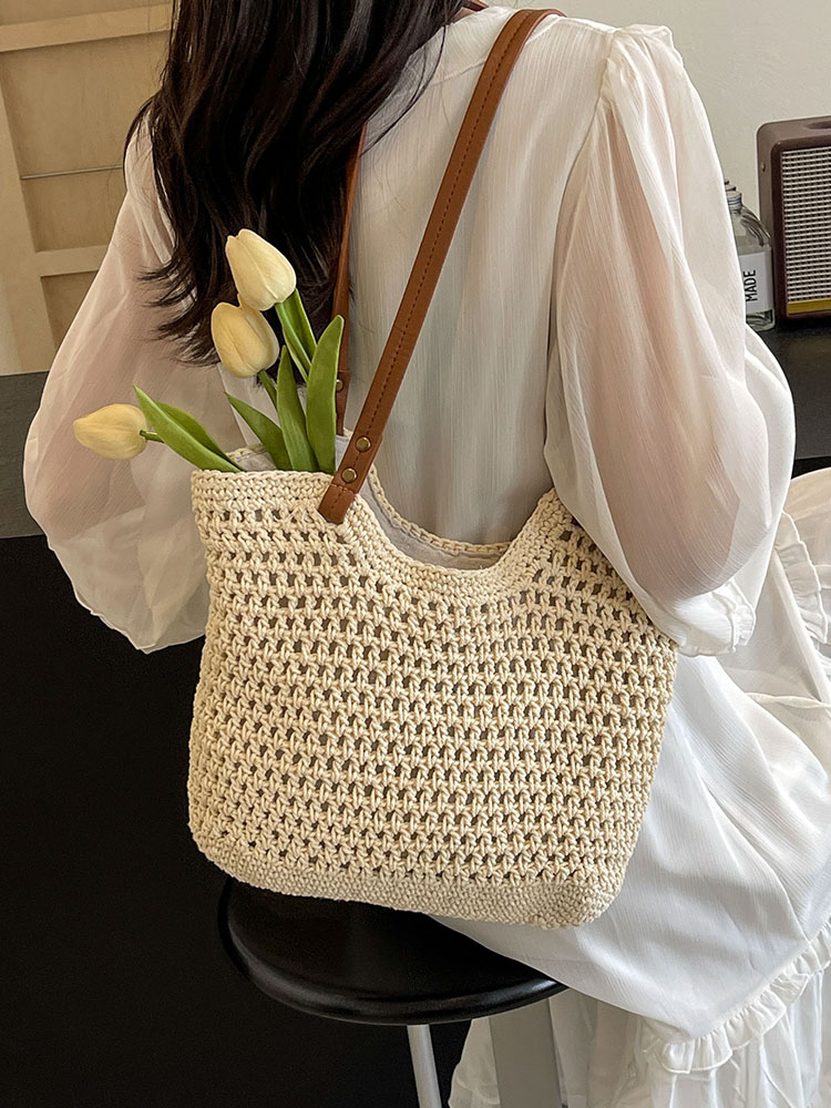 Summer 2025 Women's Hollow Out Woven Tote Bag - Large Capacity Beach Vacation Fashion Accessory Summer 2025 Women's Hollow Out Woven Tote Bag - Large Capacity Beach Vacation Fashion Accessory
