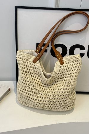 Summer 2025 Women's Hollow Out Woven Tote Bag - Large Capacity Beach Vacation Fashion Accessory
