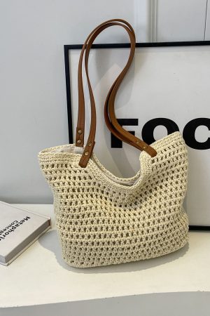 Summer 2025 Women's Hollow Out Woven Tote Bag - Large Capacity Beach Vacation Fashion Accessory