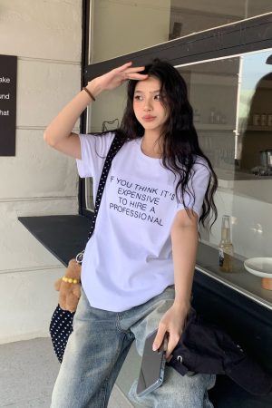 Summer 2025 Womenâ€™s Short Sleeve T-Shirt with Letter Embroidery, Loose Slim Fit, Casual Fashion Top for Everyday Wear