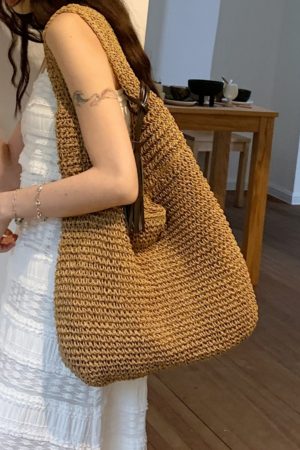 Summer 2025 Woven Tote Bag for Women - Large Capacity Seaside Vacation Shoulder Bag, Stylish Commuting Accessory