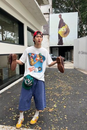 Summer American Pool Letter Print Unisex Loose Casual Short Sleeve T-Shirt - Versatile Round Neck for 90s Inspired Style