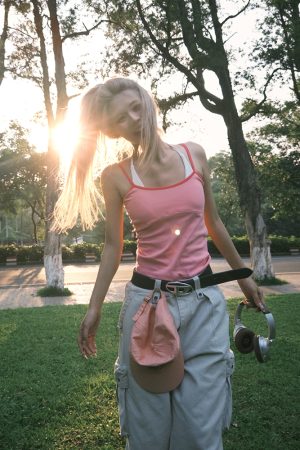 Summer American Style Fake Two-Piece Halter Tank Top for Women, Slim Fit, Sleeveless, Sexy Summer Fashion