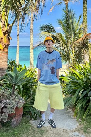 Summer American Vintage Fun Animal Stripe Short Sleeve T-Shirt for Men and Women â€“ Loose Casual Breathable Top, Y2K Style