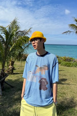 Summer American Vintage Fun Animal Stripe Short Sleeve T-Shirt for Men and Women â€“ Loose Casual Breathable Top, Y2K Style