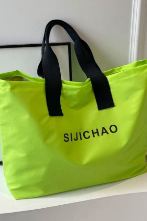 Summer Candy Color Nylon Tote Bag for Women - Large Capacity Versatile Shoulder Bag for Short Trips and Commuting