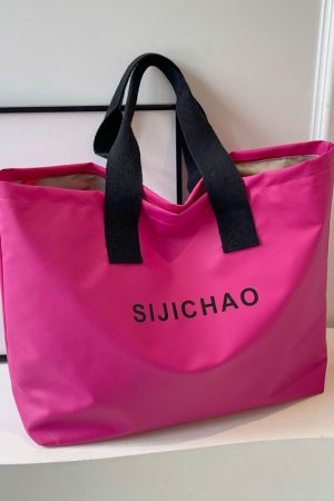 Summer Candy Color Nylon Tote Bag for Women - Large Capacity Versatile Shoulder Bag for Short Trips and Commuting