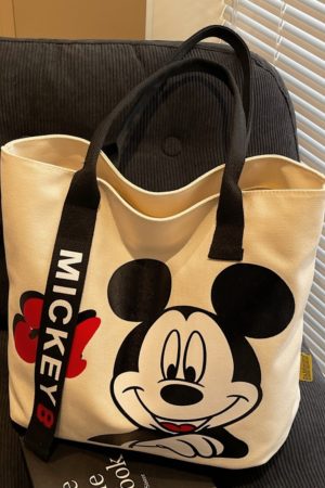 Summer Cartoon Canvas Tote Bag for Women - Large Capacity Commuting & Student Bag - Versatile Fashionable Everyday Carry